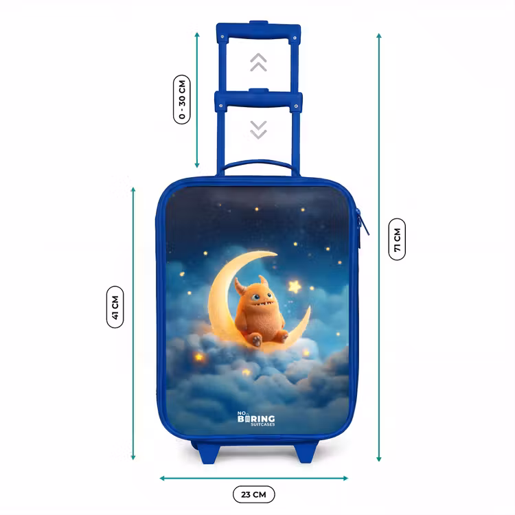 Kids’ Suitcase - Blue - Orange monster on crescent moon — 8