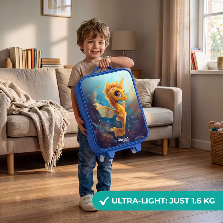 Kids’ Suitcase - Blue - Orange seahorse in the water — 4