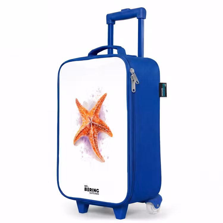 Kids’ Suitcase - Blue - Orange Starfish Illustration — 3