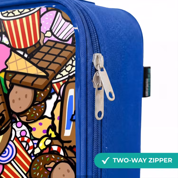 Kids’ Suitcase - Blue - Overflowing pattern with treats — 10