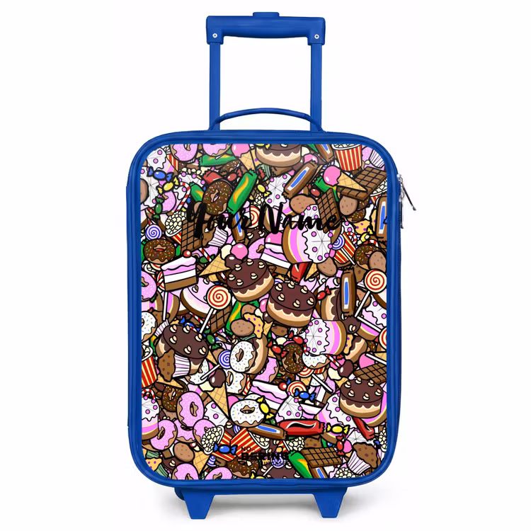 Kids’ Suitcase - Blue - Overflowing pattern with treats — 2