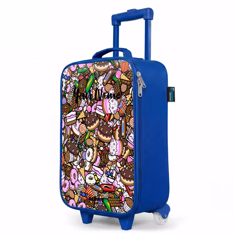 Kids’ Suitcase - Blue - Overflowing pattern with treats — 3