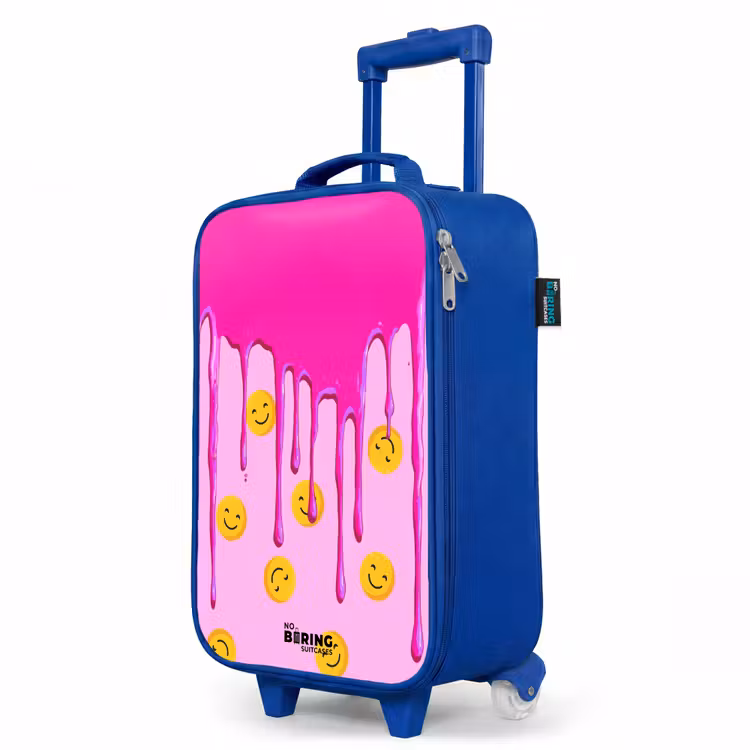 Kids’ Suitcase - Blue - Paint - Smiley face - Pink — 3