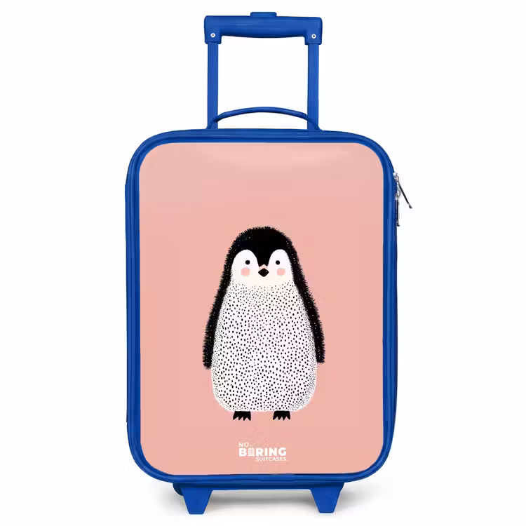 Kids’ Suitcase - Blue - Penguin - Dots - Pink - Minimalist — 1