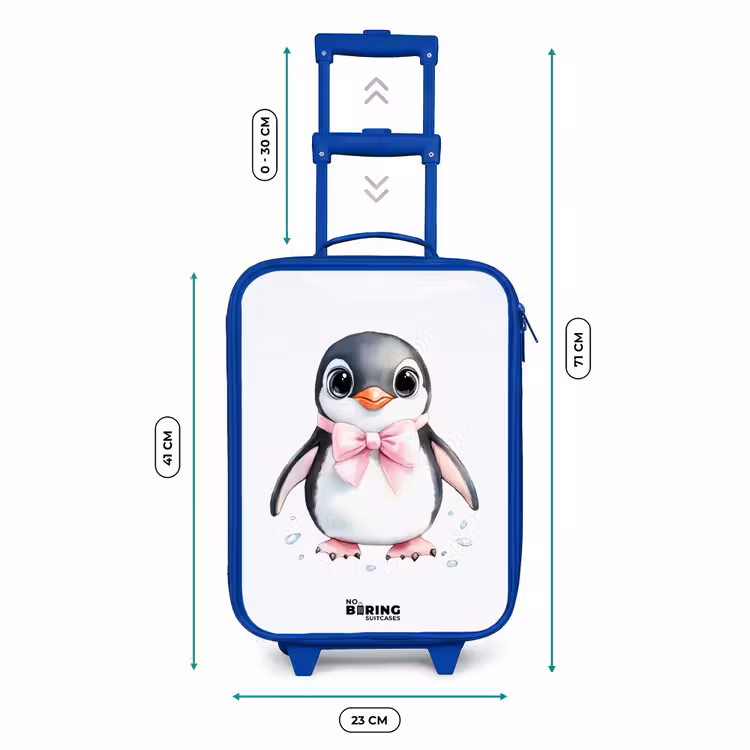 Kids’ Suitcase - Blue - Penguin with pink bow and ice drops — 8