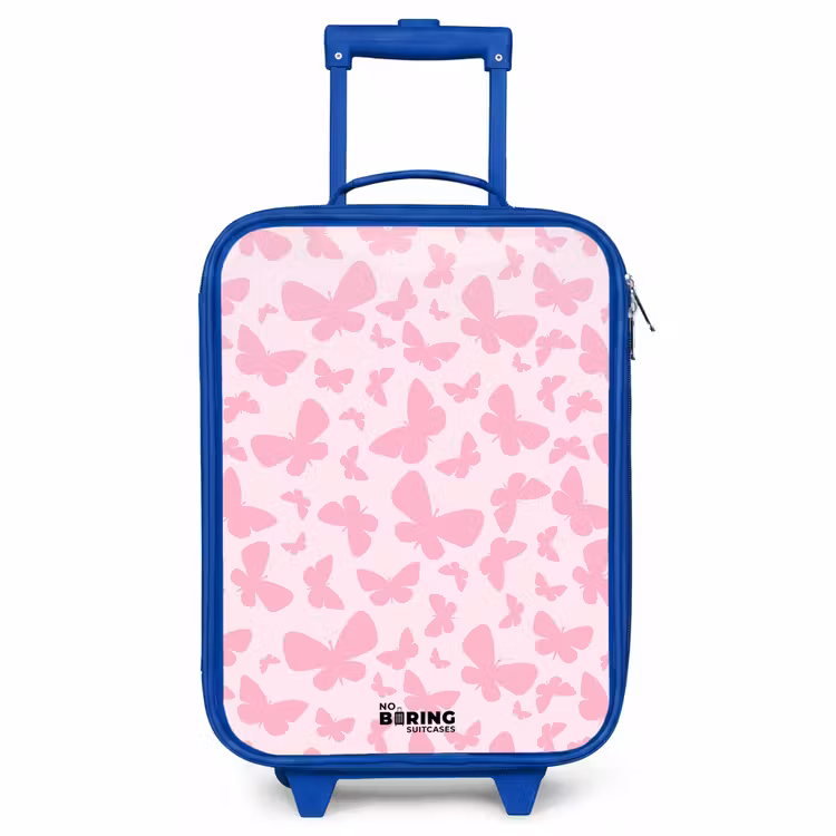 Kids’ Suitcase - Blue - Pink butterflies — 1