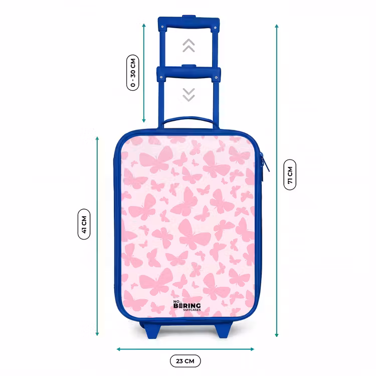 Kids’ Suitcase - Blue - Pink butterflies — 8