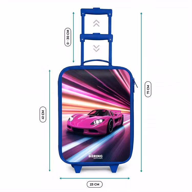 Kids’ Suitcase - Blue - Pink race car flashes through neon light — 8