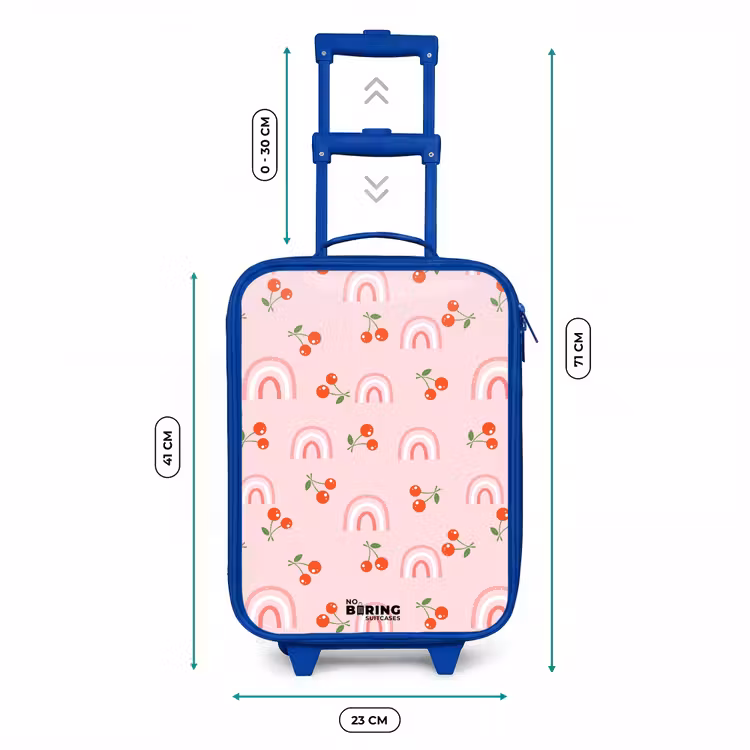 Kids’ Suitcase - Blue - Pink with rainbow and cherry pattern — 8