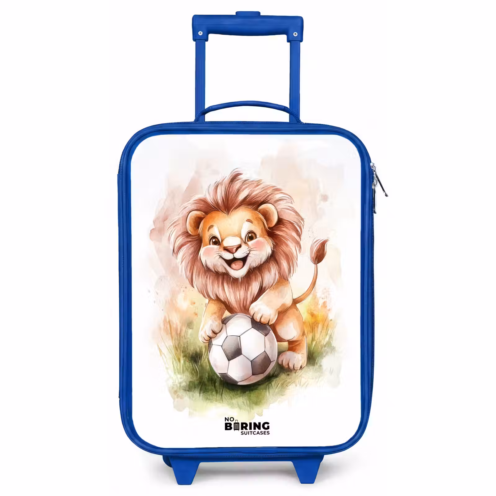 Kids’ Suitcase - Blue - Playful lion with soccer on lawn — 1
