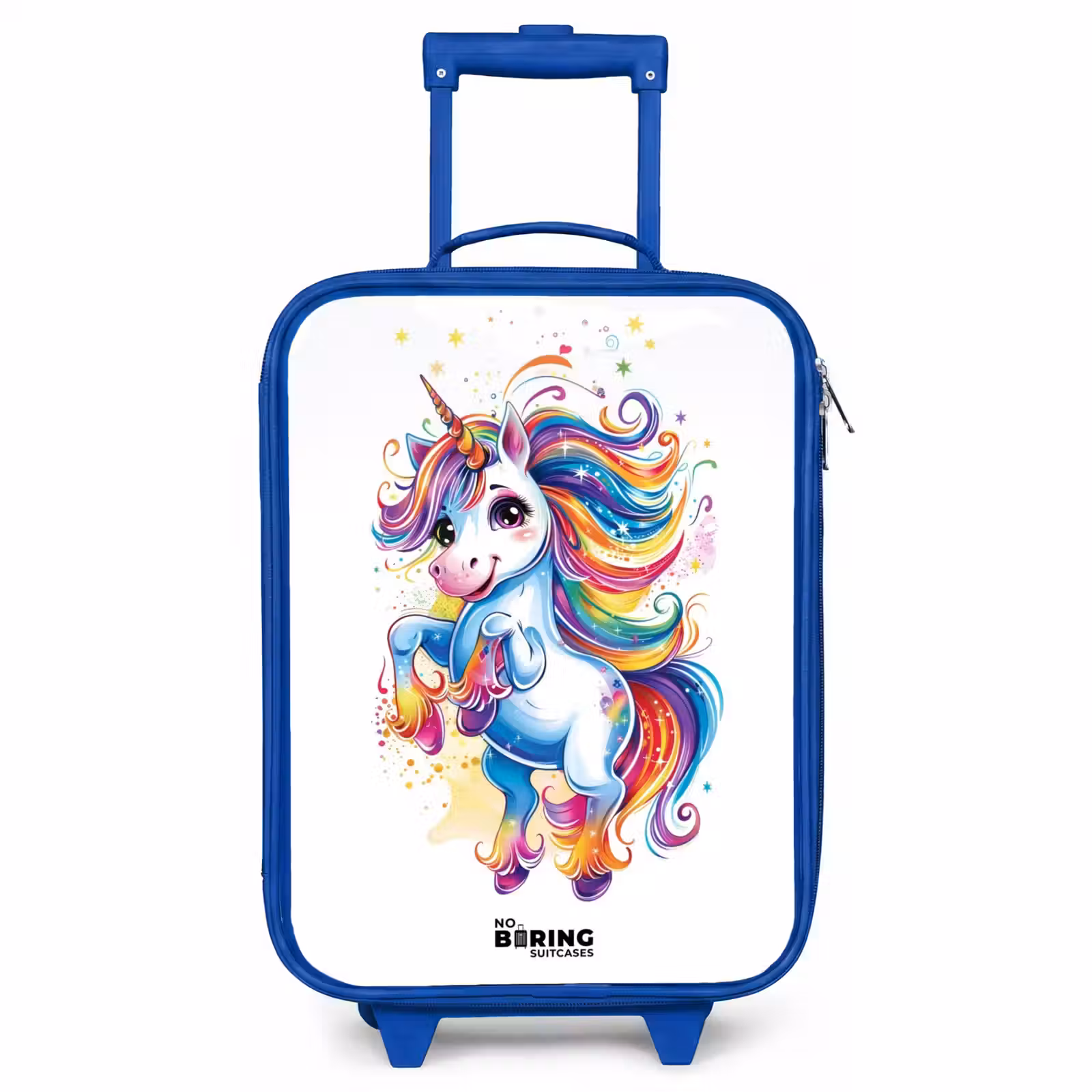 Kids’ Suitcase - Blue - Prancing Unicorn with Rainbow Moons — 1