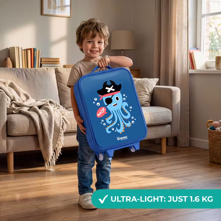Kids’ Suitcase - Blue - Pirate octopus with a hat — 4