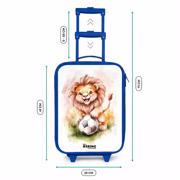 Kids’ Suitcase - Blue - Playful lion with soccer on lawn — 8