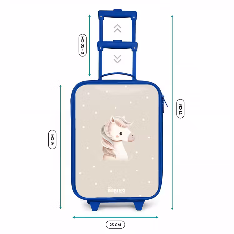 Kids’ Suitcase - Blue - Pony surrounded by dots in beige colors — 8