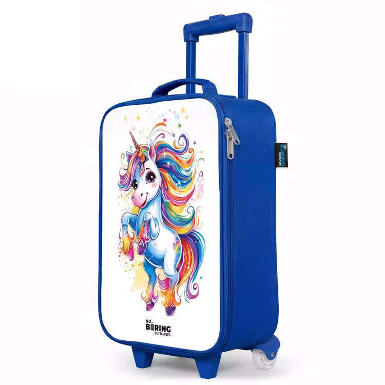 Kids’ Suitcase - Blue - Prancing Unicorn with Rainbow Moons — 3