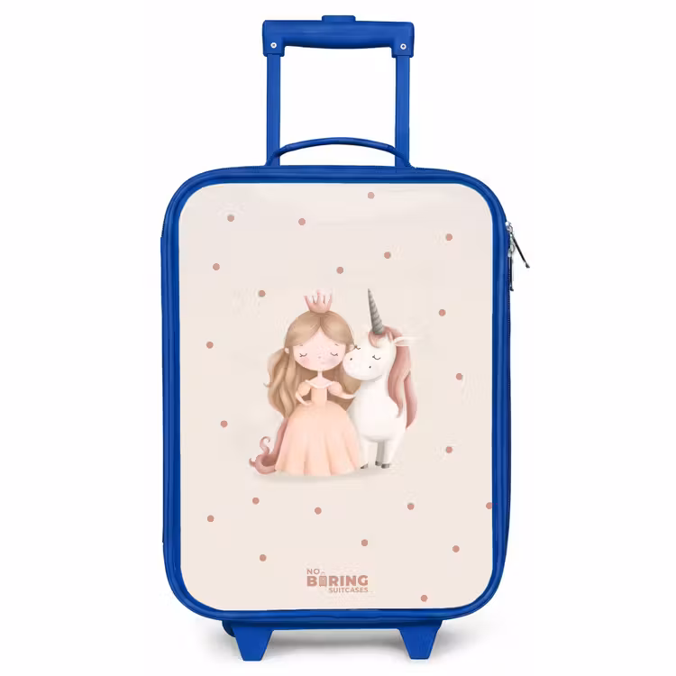 Kids’ Suitcase - Blue - Princess and a unicorn in pastel colors — 1