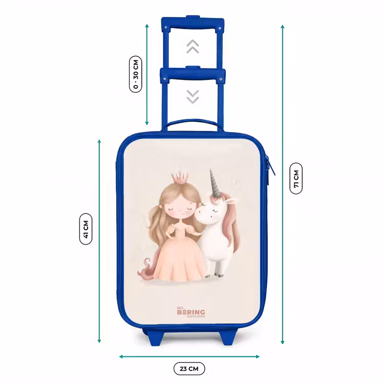 Kids’ Suitcase - Blue - Princess and a unicorn in pastel colors — 8