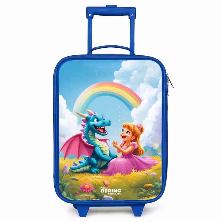 Kids’ Suitcase - Blue - Princess and dino in a colorful world — 1