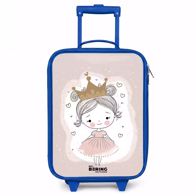 Kids’ Suitcase - Blue - Princess on colored background with hearts — 2
