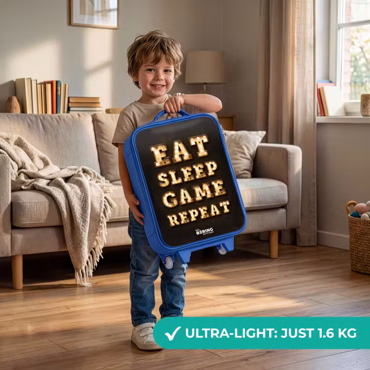 Kids’ Suitcase - Blue - Qoute with light — 4