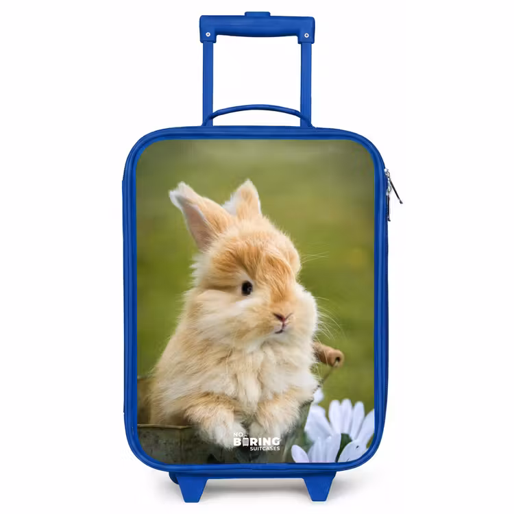 Kids’ Suitcase - Blue - Rabbit in flower pot — 1
