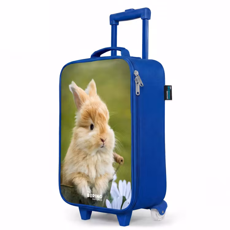 Kids’ Suitcase - Blue - Rabbit in flower pot — 3