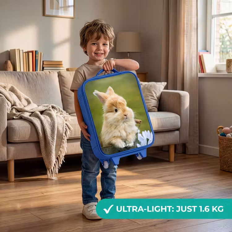 Kids’ Suitcase - Blue - Rabbit in flower pot — 4