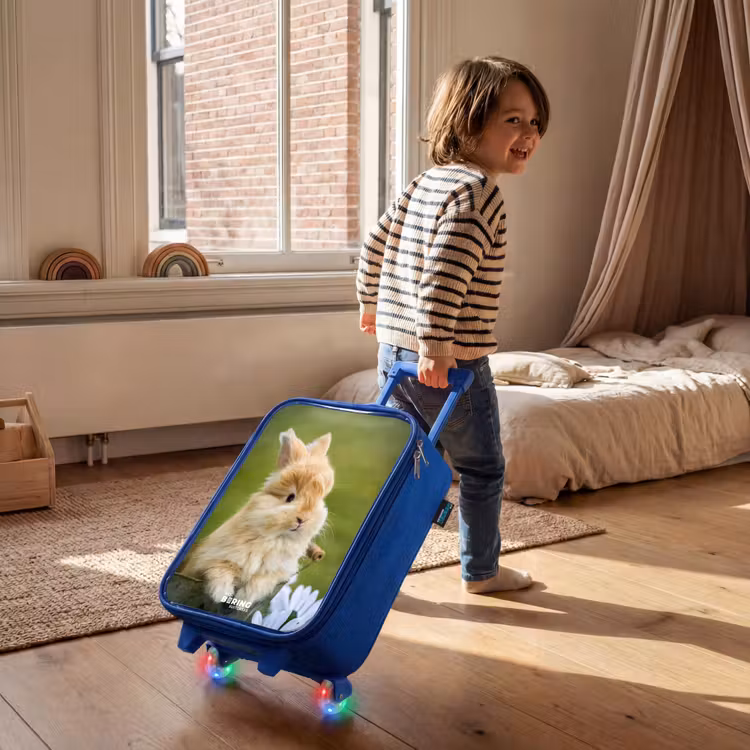 Kids’ Suitcase - Blue - Rabbit in flower pot — 5