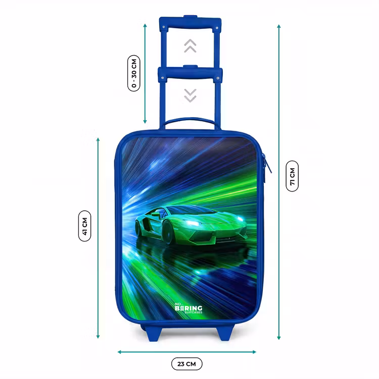Kids’ Suitcase - Blue - Race car - Bright green - Beams of light - Speed — 8