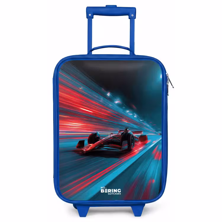 Kids’ Suitcase - Blue - Race car - Track - Neon - Lighting — 1