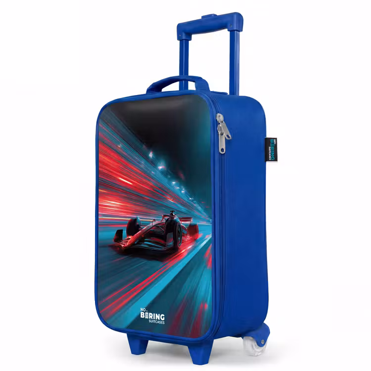 Kids’ Suitcase - Blue - Race car - Track - Neon - Lighting — 3