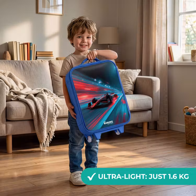 Kids’ Suitcase - Blue - Race car - Track - Neon - Lighting — 4