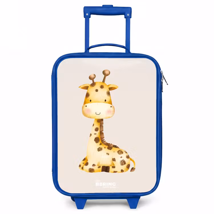 Kids’ Suitcase - Blue - Reclining giraffe illustration on beige background — 2
