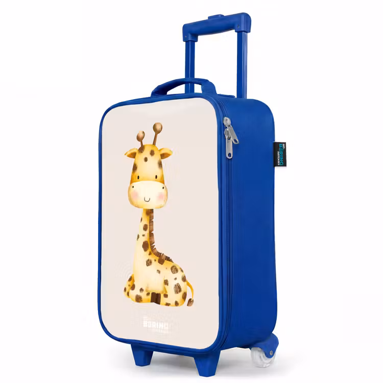 Kids’ Suitcase - Blue - Reclining giraffe illustration on beige background — 3
