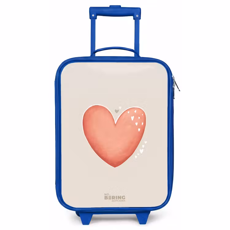 Kids’ Suitcase - Blue - Red heart on a beige background — 1