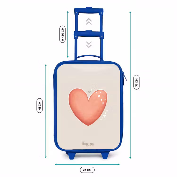 Kids’ Suitcase - Blue - Red heart on a beige background — 8