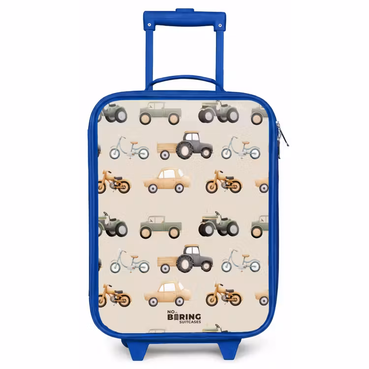 Kids’ Suitcase - Blue - Retro vehicles pattern — 1