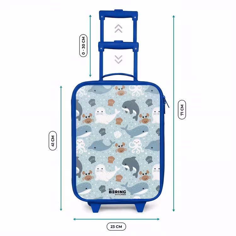Kids’ Suitcase - Blue - Sea animal pattern with dolphins, seals and crabs — 8