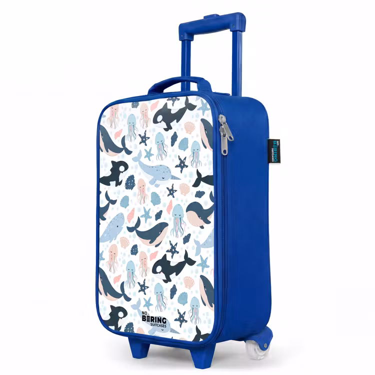Kids’ Suitcase - Blue - Sea animal pattern with whales, jellyfish and orcas — 3