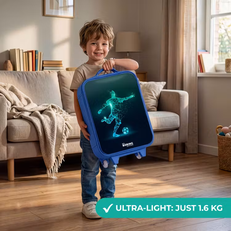 Kids’ Suitcase - Blue - Soccer player forcefully kicks in digital form — 4