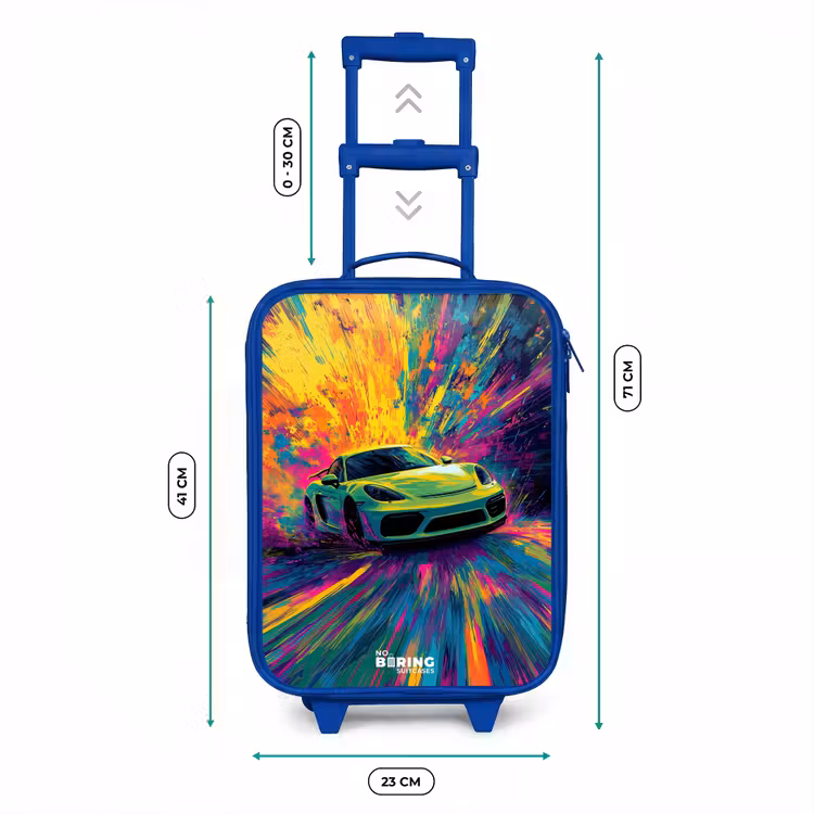 Kids’ Suitcase - Blue - Sports car - Explosion - Colorful - Paint stripes — 8