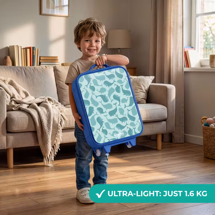 Kids’ Suitcase - Blue - Stylized whales in tonal sea green hues — 4