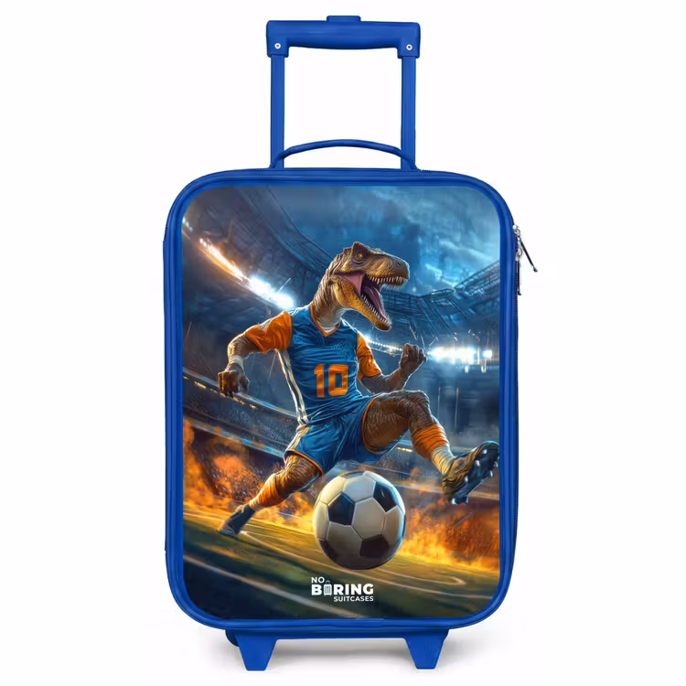Kids’ Suitcase - Blue - T-Rex as soccer player in full stadium — 2