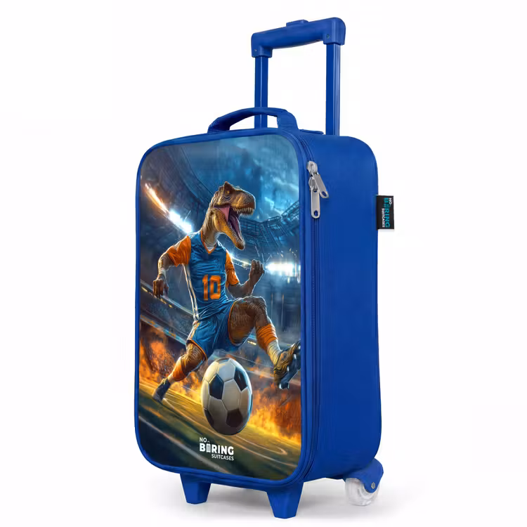 Kids’ Suitcase - Blue - T-Rex as soccer player in full stadium — 3