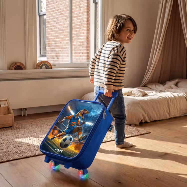 Kids’ Suitcase - Blue - T-Rex as soccer player in full stadium — 5