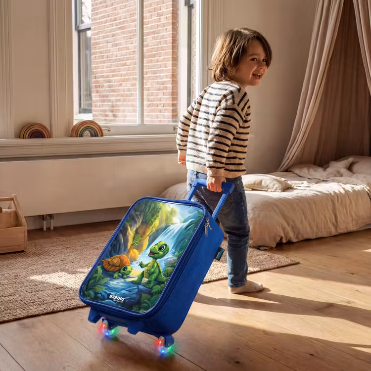 Kids’ Suitcase - Blue - Turtle and dino at waterfall in tropical forest — 5