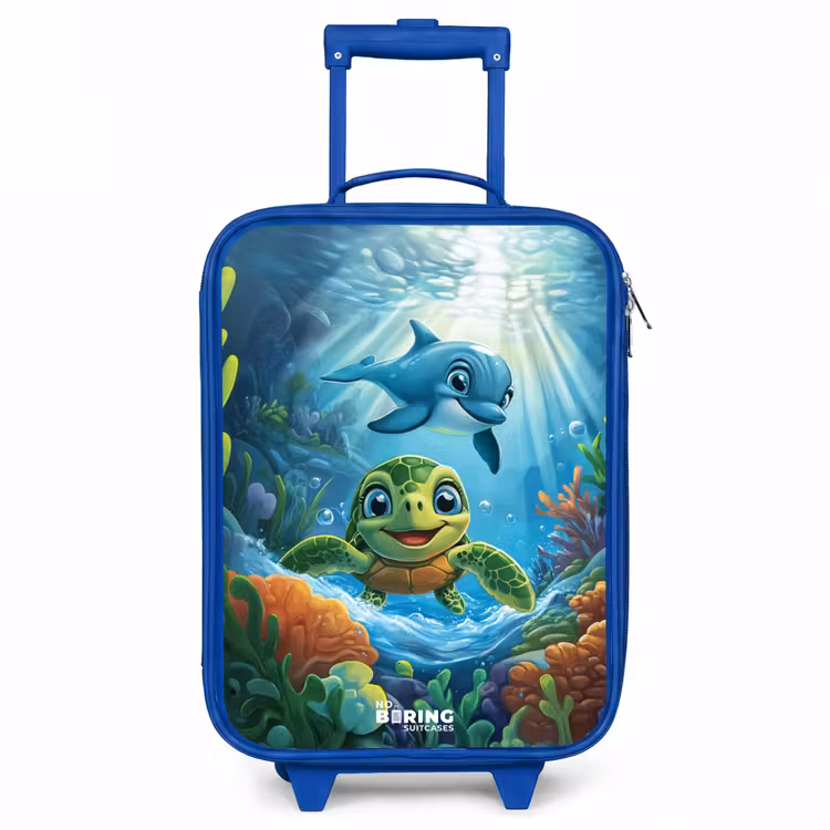 Kids’ Suitcase - Blue - Turtle and dolphin in blue ocean — 2