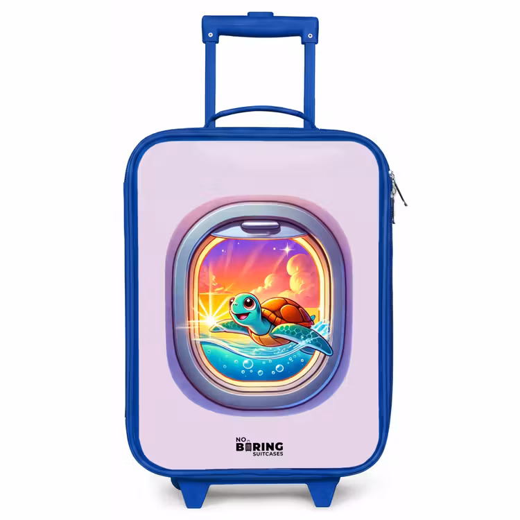 Kids’ Suitcase - Blue - Turtle swimming with sunset — 1