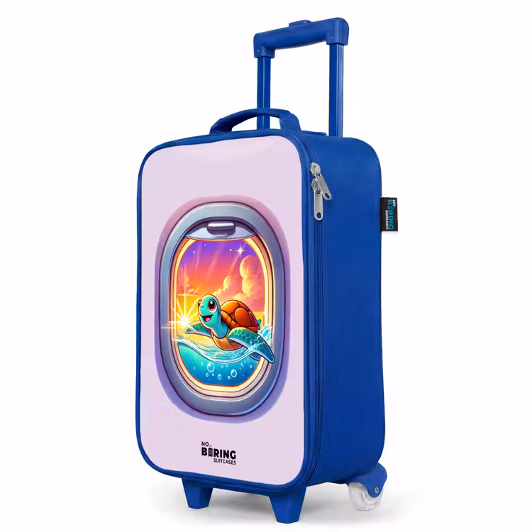 Kids’ Suitcase - Blue - Turtle swimming with sunset — 3