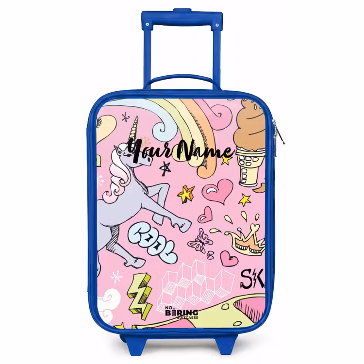 Kids’ Suitcase - Blue - Unicorn doodles — 2